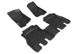 Jeep Wrangler JL Unlimited Floor Mat Set - Front + Rear - 3D MAXpider - MAXTRAC - Black - `18-`24 Jeep Wrangler JL Unlimited Floor Mat Set - Front + Rear - 3D MAXpider - MAXTRAC - Black - `18-`24